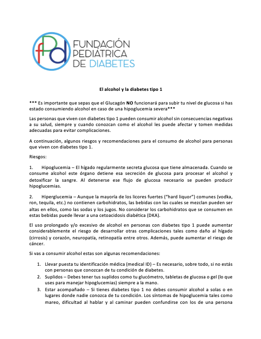 La diabetes tipo 1 y el alcohol