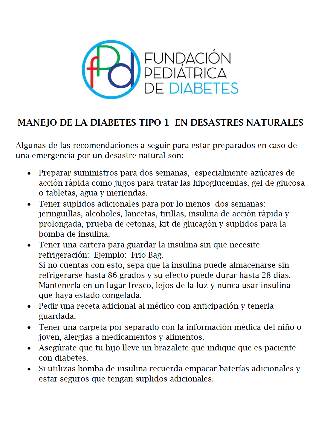 Manejo de la diabetes en desastres naturales